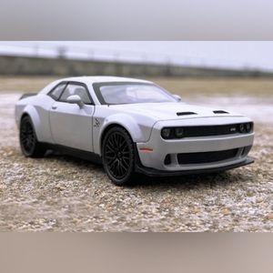 Diecast 1:32 gray Dodge Challenger hellcat red eye car doors, trunk and h…